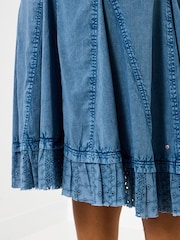 Joe Browns Blue Megan Broderie Trim Godet Skirt - Image 4 of 5