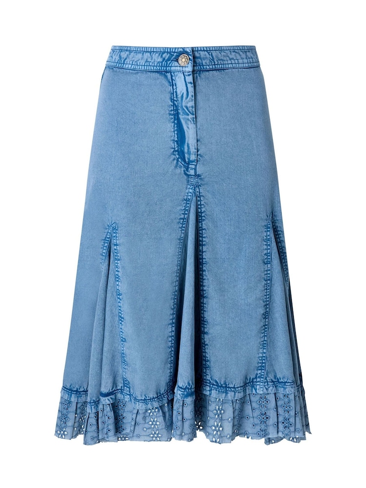 Joe Browns Blue Megan Broderie Trim Godet Skirt - Image 5 of 5