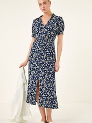 Roman Blue Ditsy V-Neck Midi Dress - Image 2 of 5