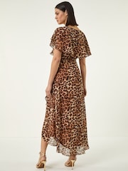 Roman Brown Animal Print Midi Dress - Image 2 of 5