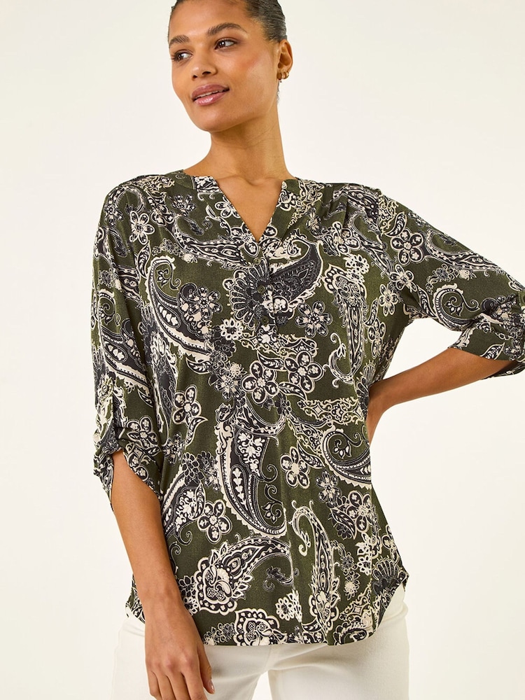 Roman Green Puff Print Shirt - Image 1 of 5 Roman Green Puff Print Shirt - Image 1 of 5