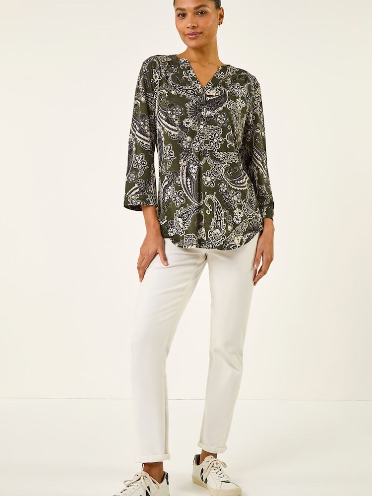 Roman Green Puff Print Shirt - Image 2 of 5 Roman Green Puff Print Shirt - Image 2 of 5