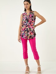 Roman Black Abstract Print Stretch Vest Top - Image 2 of 5