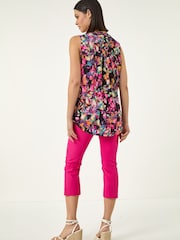 Roman Black Abstract Print Stretch Vest Top - Image 3 of 5