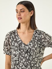 Roman Black Animal Print Burnout Top - Image 4 of 5