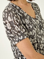 Roman Black Animal Print Burnout Top - Image 5 of 5