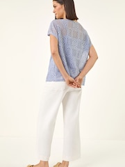 Roman Blue Lace Overlay Top - Image 3 of 5