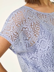Roman Blue Lace Overlay Top - Image 5 of 5