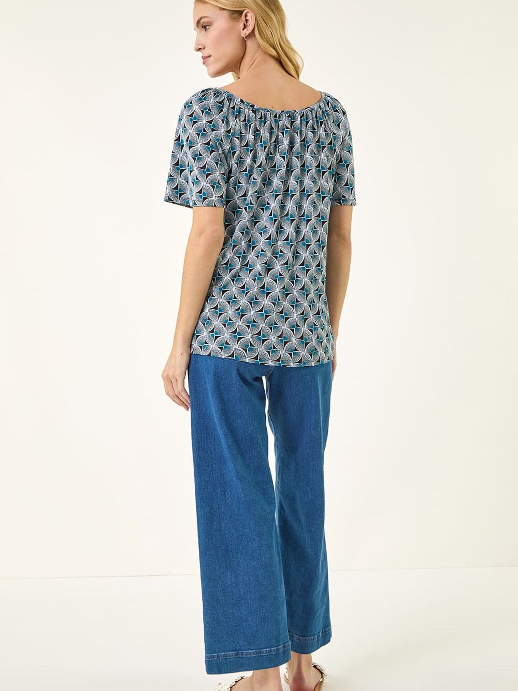 Buy Roman Blue Abstract Print Top from Next Romania