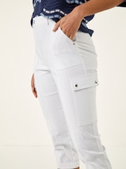 Roman White Cropped Cargo Bengaline Trousers - Image 1 of 5
