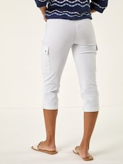 Roman White Cropped Cargo Bengaline Trousers - Image 3 of 5