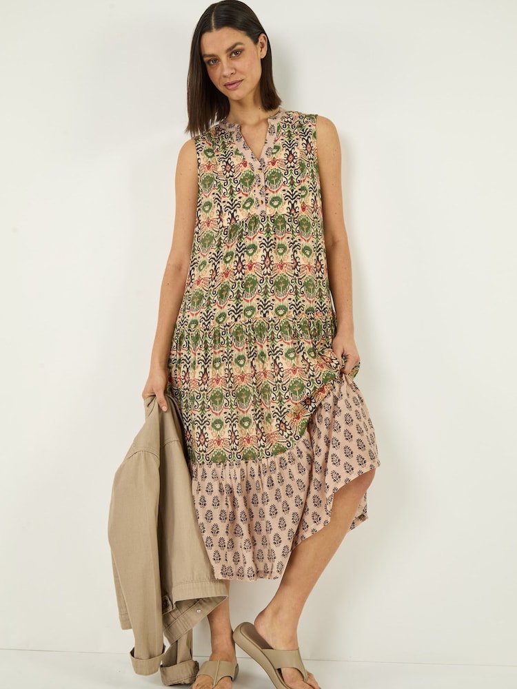 Roman Green Border Print Smock Dress - Image 1 of 5
