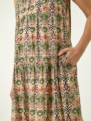Roman Green Border Print Smock Dress - Image 4 of 5