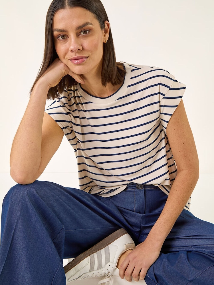 Roman White Stripe Print T-Shirt - Image 1 of 5