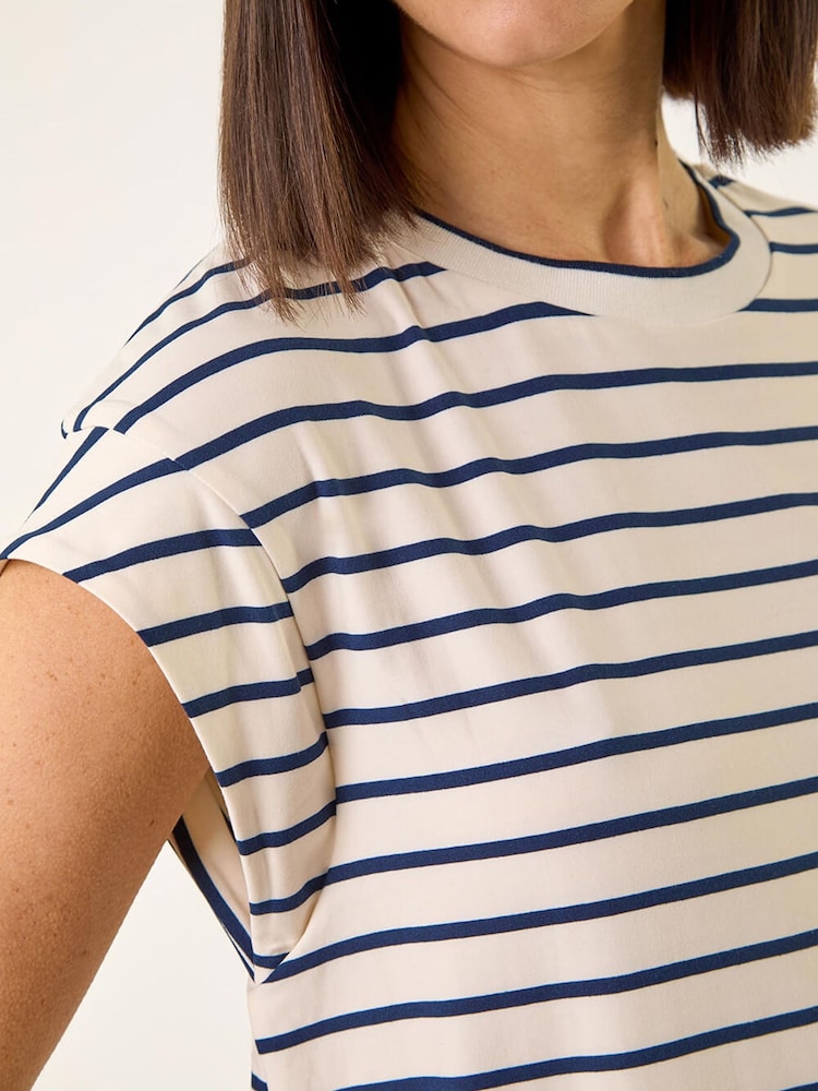 Roman Stripe Print T-Shirt - Afbeelding 6 van 6 Roman Stripe Print T-Shirt - Afbeelding 6 van 6
