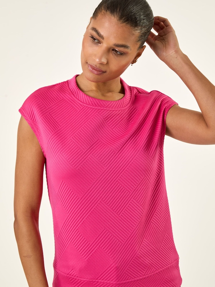 Roman Pink Textured Elasticated Hem Top - Image 1 of 5