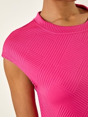 Roman Pink Textured Elasticated Hem Top - Image 5 of 5
