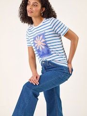 Roman Blue Stripe Print T-Shirt - Image 1 of 5