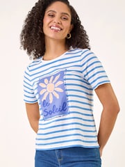 Roman Blue Stripe Print T-Shirt - Image 2 of 5