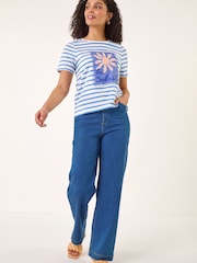 Roman Blue Stripe Print T-Shirt - Image 4 of 5