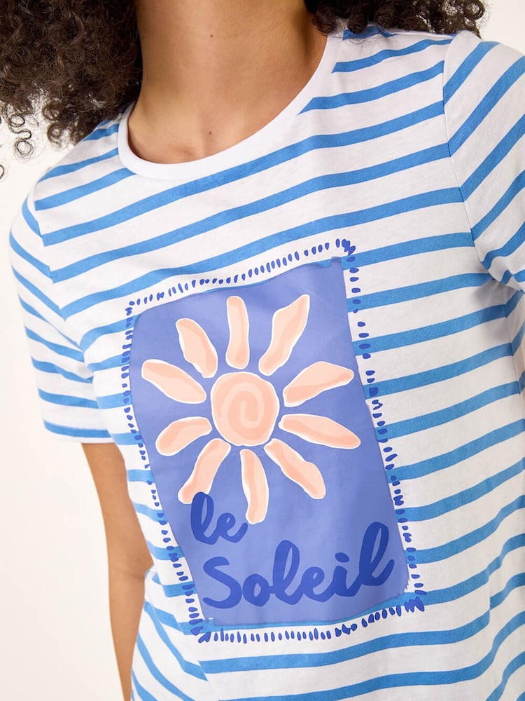 Roman Blue Stripe Print T-Shirt - Image 5 of 5