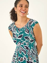 Roman Green Leafy Print Maxi Dress - Image 4 of 5