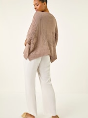 Roman Brown Stitch Light Knit Poncho - Image 4 of 5
