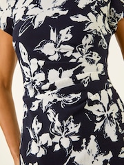 Roman Blue Floral Gathered Shift Dress - Image 5 of 5