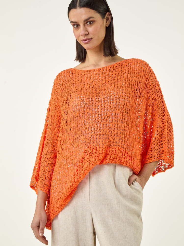 כתום - Roman Light Weight Open Knit Jumper - תמונה 1 מתוך 5 כתום - Roman Light Weight Open Knit Jumper - תמונה 1 מתוך 5