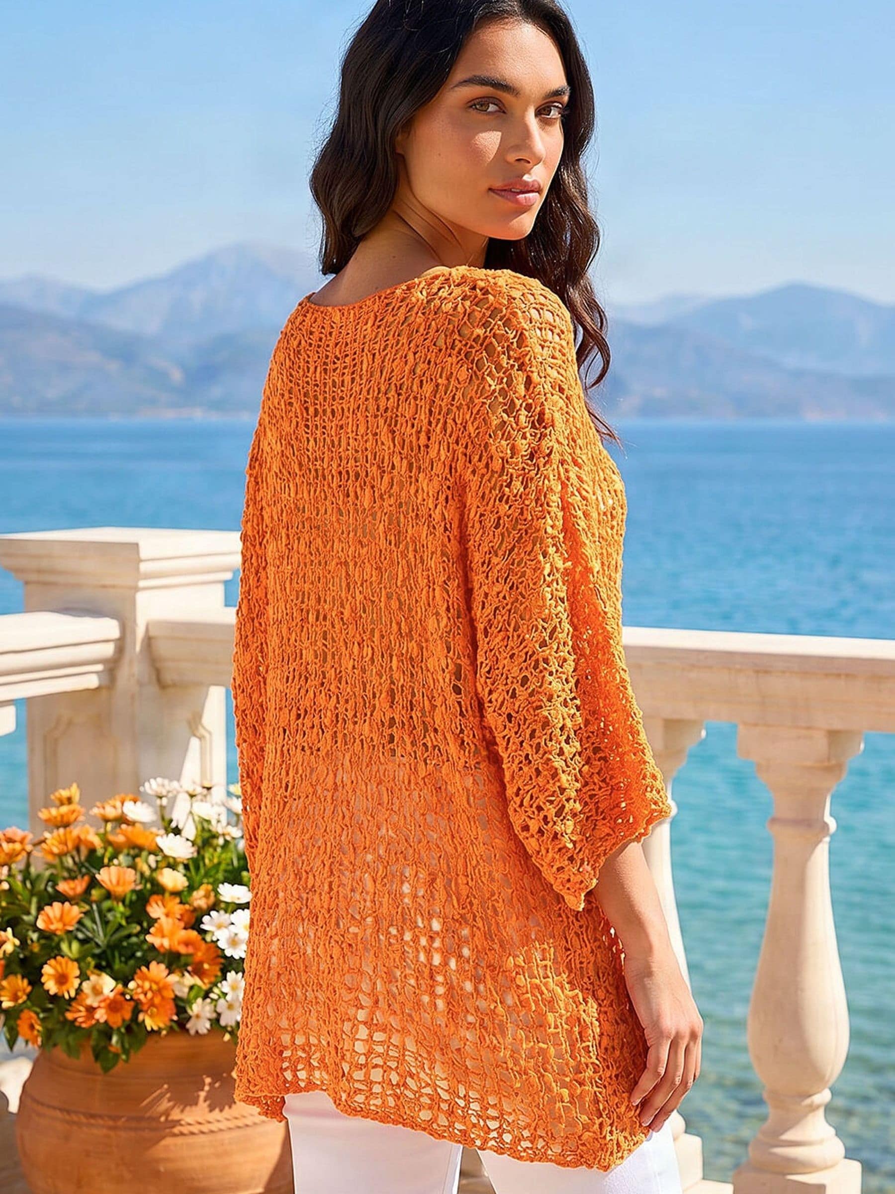 ★aran★ Buy Roman Orange Light Weight Open Knit Jumper from Next Romania
