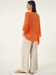 כתום - Roman Light Weight Open Knit Jumper - תמונה 3 מתוך 5