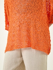 כתום - Roman Light Weight Open Knit Jumper - תמונה 5 מתוך 5
