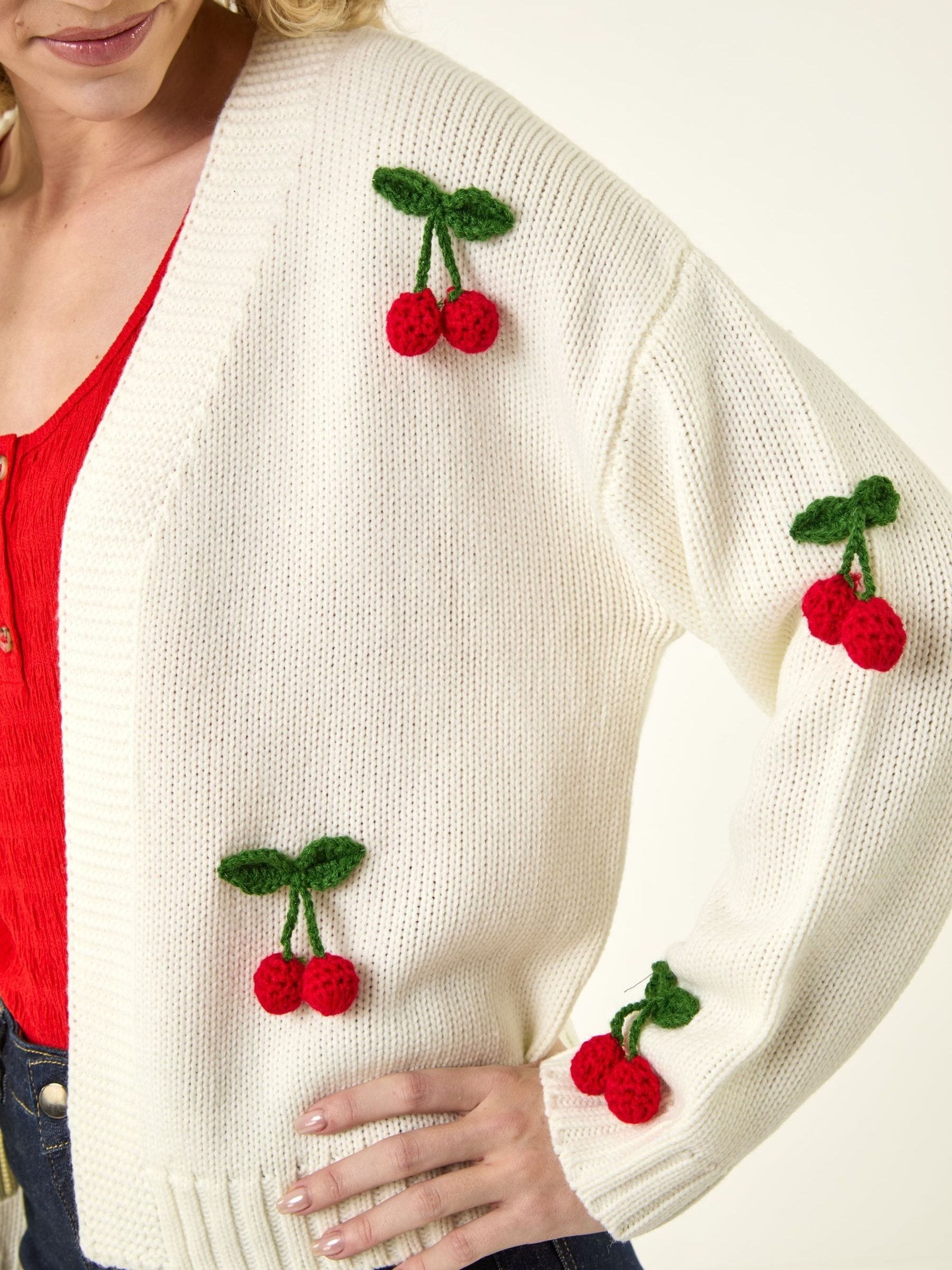 ベリーブレイン　 Crochet cardigan　ボレロ Buy Roman White Crochet Cherry Knit Cardigan from Next India