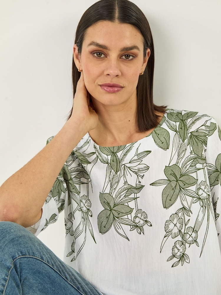 Roman Green Floral Mono Print Top - Image 1 of 5