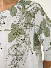 Roman Green Floral Mono Print Top - Image 5 of 5