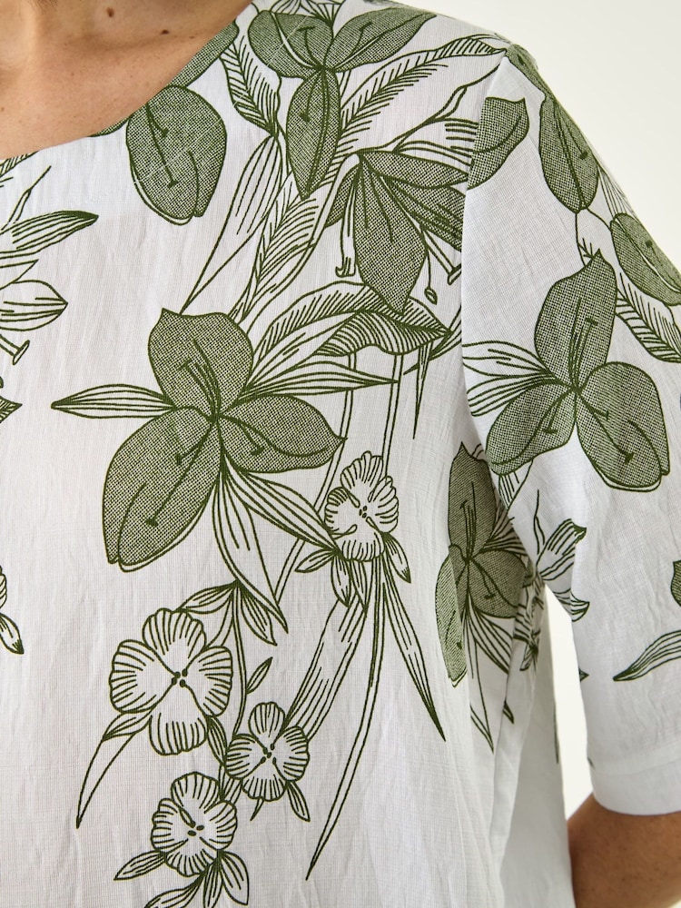 Roman Green Floral Mono Print Top - Image 5 of 5