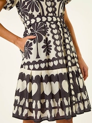 Roman Black Floral Heart Pleated Dress - Image 5 of 5