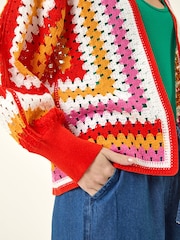 Roman Orange Crochet Cardigan - Image 5 of 5