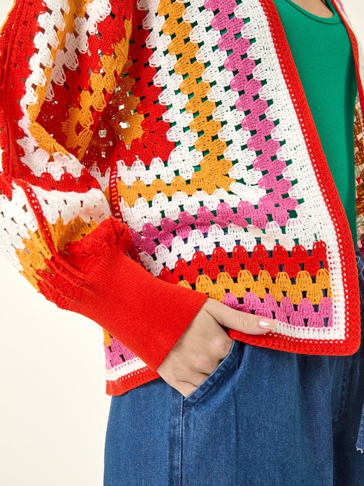 Roman Orange Crochet Cardigan - Image 5 of 5