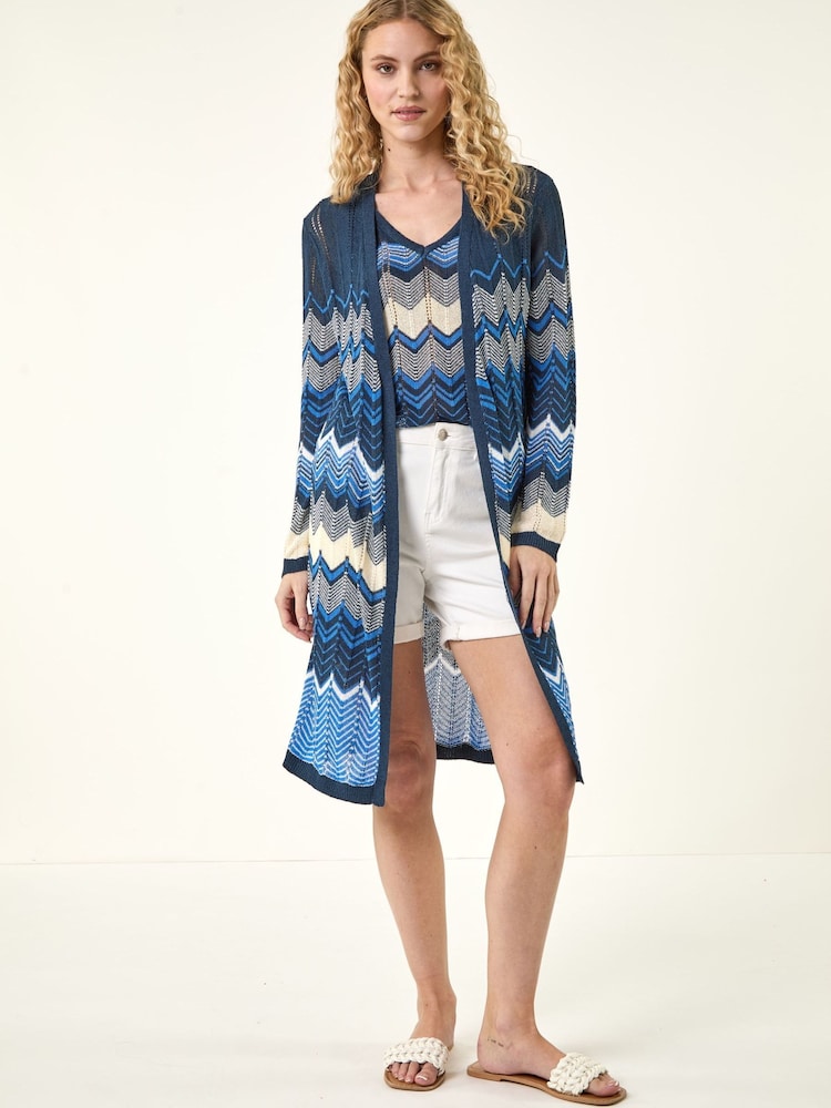 سترة كارديغان طويلة محبوكة بنمط متعرج من Roman - صورة 1 من 5