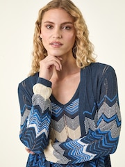 سترة كارديغان طويلة محبوكة بنمط متعرج من Roman - صورة 4 من 5