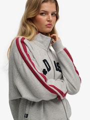 Superdry Grey Athletic Essentials Applique Loose Zip Track Top - Image 5 of 7