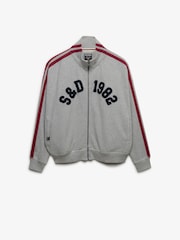 Superdry Grey Athletic Essentials Applique Loose Zip Track Top - Image 6 of 7