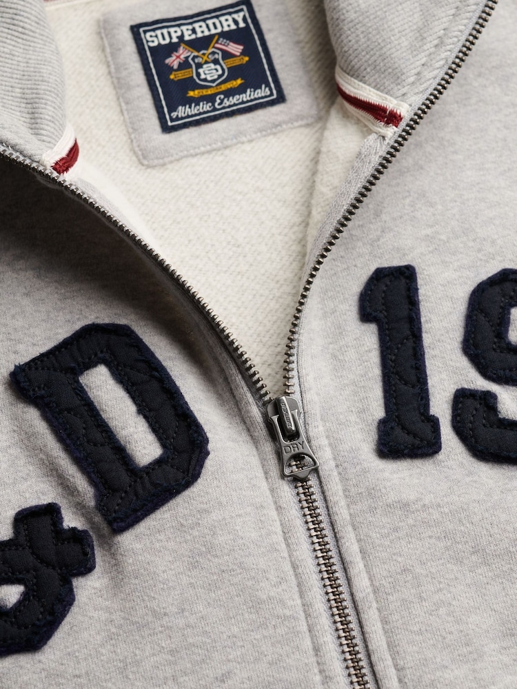 Superdry Grey Athletic Essentials Applique Loose Zip Track Top - Image 7 of 7