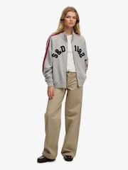 Superdry Grey Athletic Essentials Applique Loose Zip Track Top - Image 9 of 12