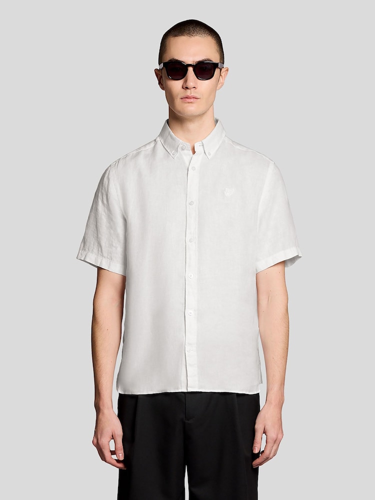 Lyle & Scott White Short Sleeve Linen Shirt - Image 1 of 5