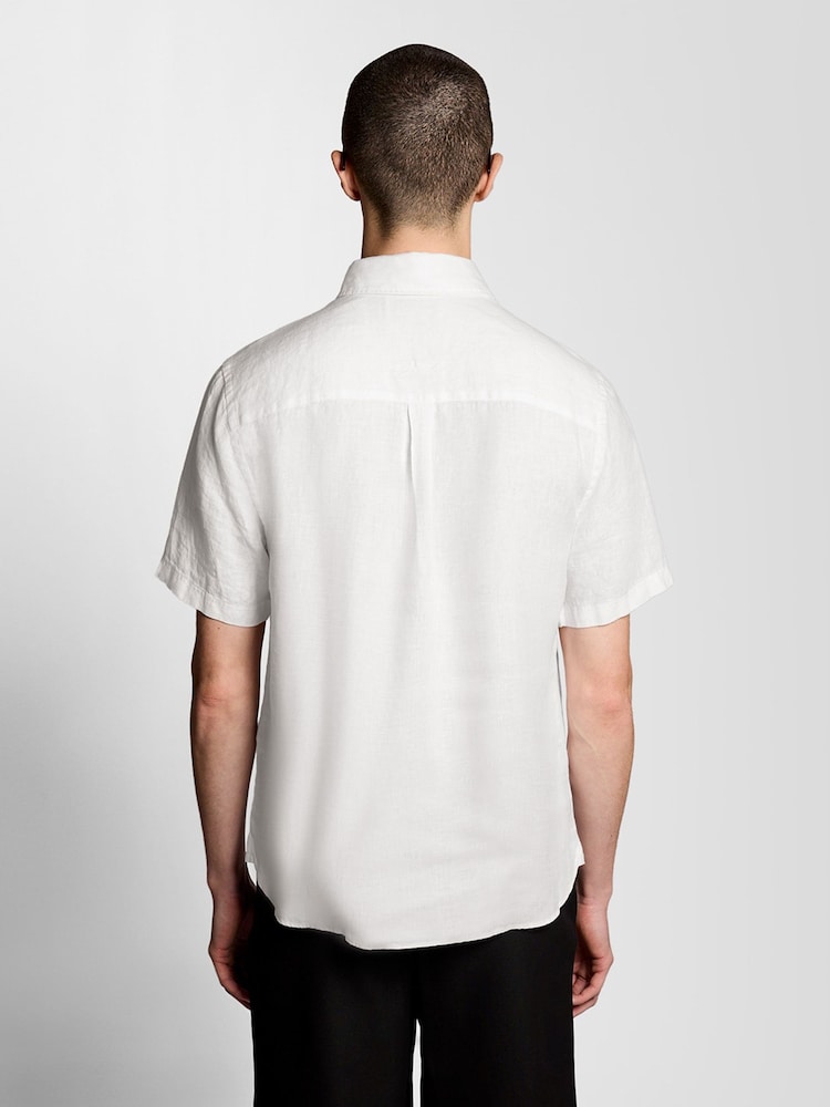 Lyle & Scott White Short Sleeve Linen Shirt - Image 2 of 5