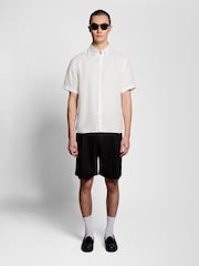 Lyle & Scott White Short Sleeve Linen Shirt - Image 3 of 5