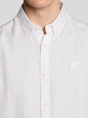 Lyle & Scott White Short Sleeve Linen Shirt - Image 4 of 5