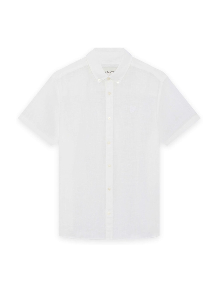 Lyle & Scott White Short Sleeve Linen Shirt - Image 5 of 5